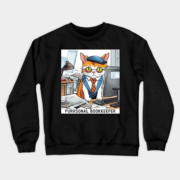 Purrsonal Bookkeeper Crewneck Sweatshirt by Kingrocker Clothing